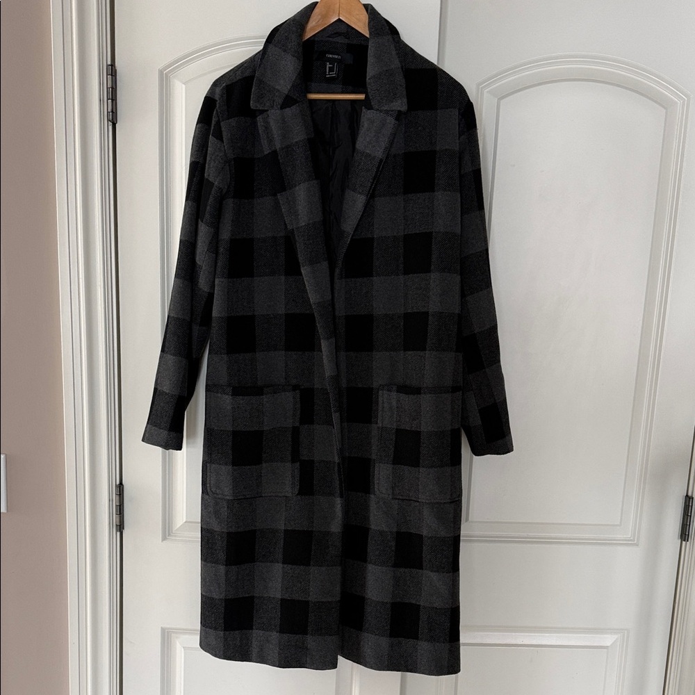 Forever 21 Charcoal and Black Checkered Jacket